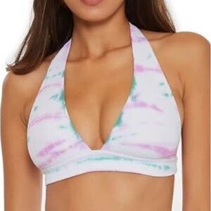 Becca by Rebecca Virtue Swim sz M Medium Tie Dye pastel Halter Textured